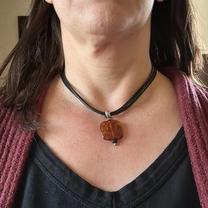 Silpada Designs Amber and Leather Necklace